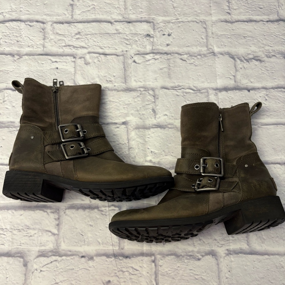 UGG Dark Gray Combat Boots with Buckles
